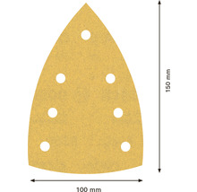 Dreieckschleifpapier mit den Maßen 100 x 150 mm und Löchern zur Staubabsaugung
