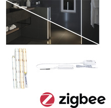 LED-Streifen-Set in einem Badezimmer, inklusive Vorschaltgerät und Zigbee Logo.