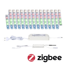 LED-Streifen mit Stromkabel und Zigbee Logo