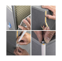 Montage einer LED Fliesenschiene in vier Schritten dargestellt