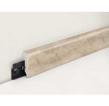 Sockelleiste mit Holzstruktur und Befestigungsclip