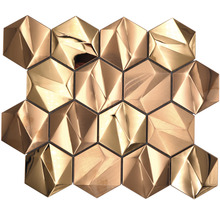 Metallmosaik HXM 50BR Hexagon 3D Stahl Rosegold glänzend 25,7x29,7cm