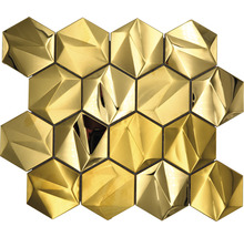 Produktbild: Metallmosaik HXM 30GO Hexagon 3D Stahl Gold glänzend 25,7x29,7cm