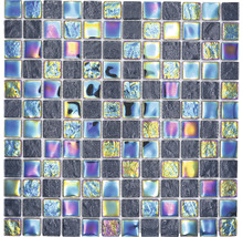 Glasmosaik CM S265 Quadrat Crystal mix Shell SAPHIRE 25, 30,4x30,4cm