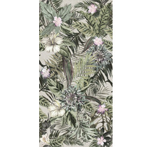 Tapete mit tropischen Blättern und Blütenmuster