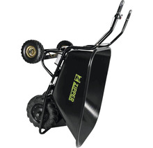 Schwarze Motorschubkarre mit drei Rädern und Zipper Logo