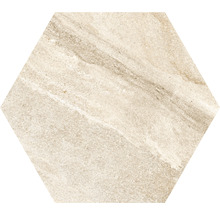 Feinsteinzeug Terrassenplatte Hexagon Cappucino rektifizierte Kante 60 x 52 x 2 cm