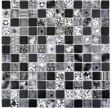 Produktbild: Glasmosaik Quadrat Crystal Mix black