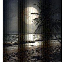 Dekoratives Rollo mit Strandmotiv bei Nacht