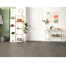 Heller Flur mit Holzfußboden, Schuhregal und Dekoration