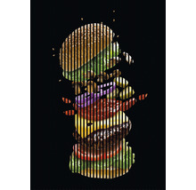 Grafik eines Hamburger-Sandwiches mit Fleisch, Käse und Gemüse