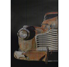 Fotografie eines verrosteten Oldtimers mit Gitterstruktur