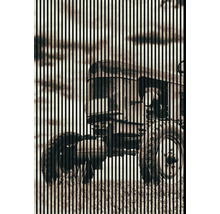 Grafik mit einem Traktor, der von vertikalen Linien überlagert wird