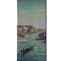Dekoratives Wandbild mit einer Gondel in Venedig und einem vertikalen Streifenmuster
