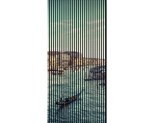 Dekoratives Wandbild mit einer Gondel in Venedig und einem vertikalen Streifenmuster