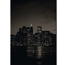 Illustration einer nächtlichen Stadtansicht hinter Streben