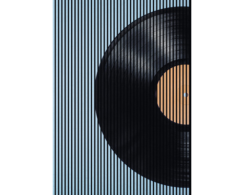 Dekoratives Wandbild mit Schallplattenmotiv und Streifenmuster