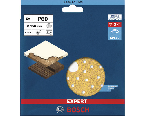 Schleifblatt für Exzenterschleifer Ø 115mm, Korn 60, 5-er Pack