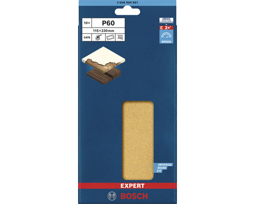Schleifblatt für Schwingschleifer 115 x 230 mm, Korn 60, 10-er Pack