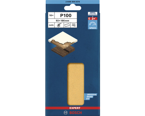 Schleifblatt für Schwingschleifer 93 x 186 mm, Korn 100, 10-er Pack