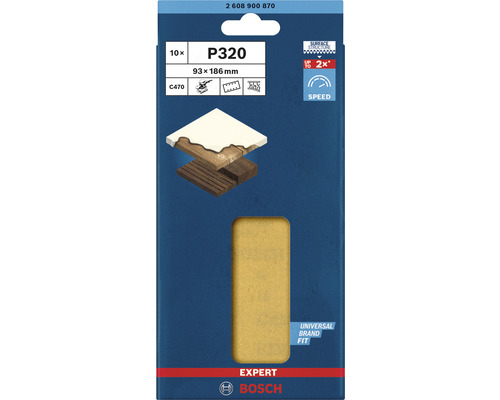 Schleifblatt für Schwingschleifer 93 x 186 mm, Korn 320, 10-er Pack