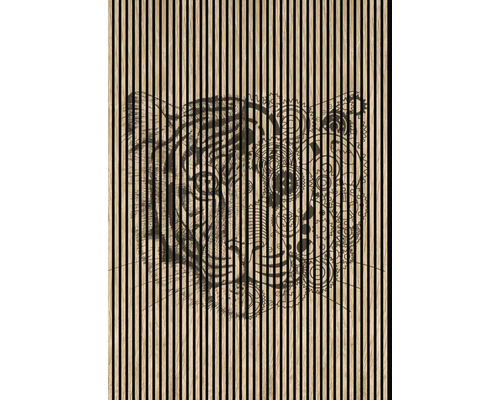 Holzpaneel mit Tigerkopf-Motiv