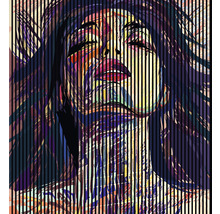 Abstraktes Kunstwerk einer Frau mit vertikalen Linien