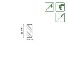 Profilleiste mit den Maßen 25 mm x 10 mm, inklusive Werkzeugsymbole