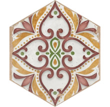 Sechseckige Fliese mit floralem Muster für den Innenbereich