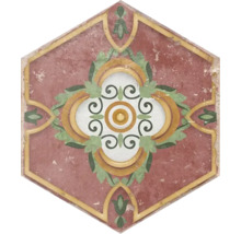 Sechseckige Dekorfliese mit floralem Muster
