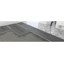 Badezimmerboden mit Estrich, Kleber und Dämmplatten