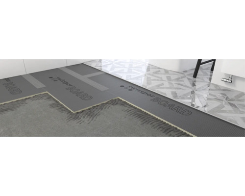 Badezimmerboden mit Estrich, Kleber und Dämmplatten