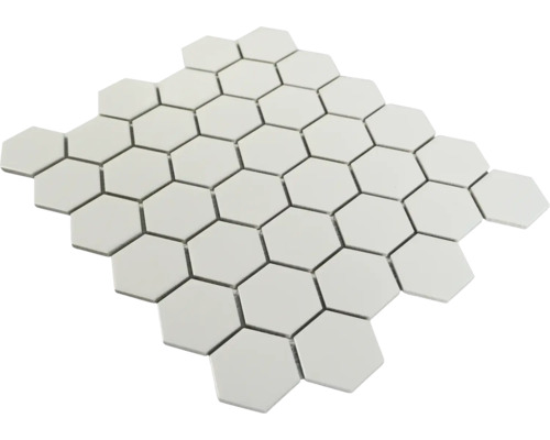 Keramikmosaik Hexagon 32 x 27,9 cm weiß matt