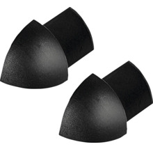 Zwei schwarze Eckschutze zur Möbelkantenabsicherung