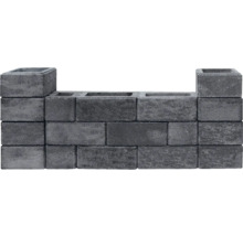Mauer aus grauen Betonsteinen