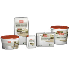 Lugato Mein Designboden Produkte: Betonmasse, Basisgrundierung, Bodenvoranstrich, Bodenversiegelung und Zubehöreimer