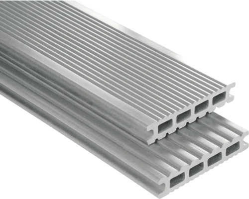 Handmuster zu Konsta WPC Terrassendiele Futura Hohlkammerprofil glatt 26x145 mm grau Handmuster zu Konsta WPC Terrassendiele Futura Hohlkammerprofil glatt 26x145 mm grau