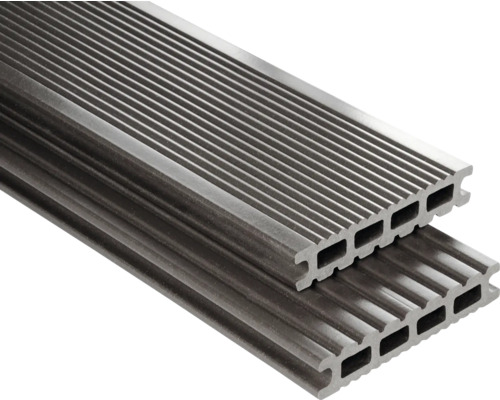 Handmuster zu Konsta WPC Terrassendiele Futura Hohlkammerprofil glatt 26x145 mm graubraun Handmuster zu Konsta WPC Terrassendiele Futura Hohlkammerprofil glatt 26x145 mm graubraun