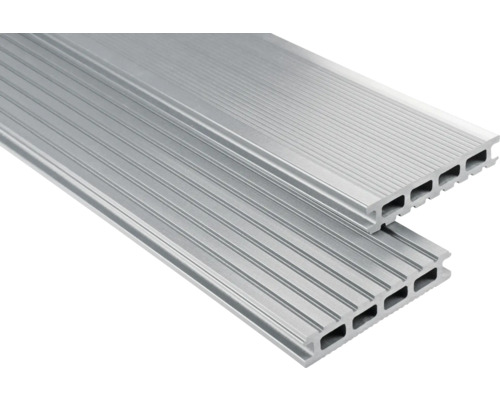 Handmuster zu Konsta WPC Terrassendiele Primera Hohlkammerprofil glatt 26x145 mm grau Handmuster zu Konsta WPC Terrassendiele Primera Hohlkammerprofil glatt 26x145 mm grau