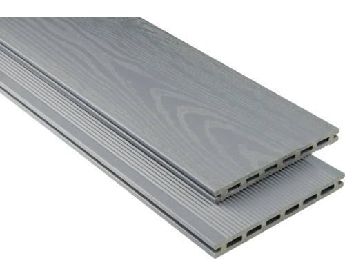 Handmuster zu Konsta WPC Terrassendiele Extenso Hohlkammerprofil strukturiert mattiert 20x190 mm hellgrau Handmuster zu Konsta WPC Terrassendiele Extenso Hohlkammerprofil strukturiert mattiert 20x190 mm hellgrau