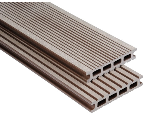 Handmuster zu Konsta WPC Terrassendiele Futura Hohlkammerprofil gebürstet 26x145 mm schokobraun Handmuster zu Konsta WPC Terrassendiele Futura Hohlkammerprofil gebürstet 26x145 mm schokobraun