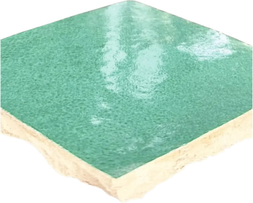 Handgefertigte Wandfliese Zellige Alhambra 17 Vert Ocean 10x10cm glänzend