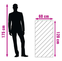 Illustration der Produktabmessungen: 120 cm Höhe, 60 cm Breite im Vergleich zu einer Person von 175 cm Körpergröße.