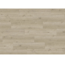 Bodenbelag aus hellem Vinyl in Holzoptik.