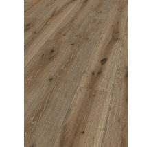 Nahaufnahme von Laminatboden in Holzoptik.