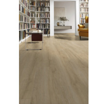 Heller Holzboden in einem Wohnzimmer mit Bücherregalen