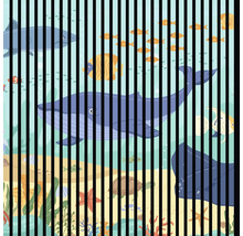 Illustration einer Unterwasserwelt mit Fischen, Haien, Walen und Meeresschildkröten