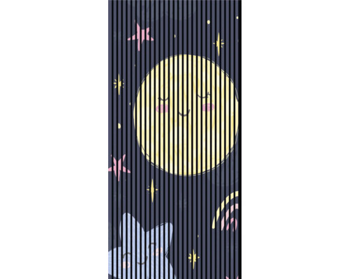 Abbildung eines Lamellenvorhangs mit Mond- und Sternmotiven