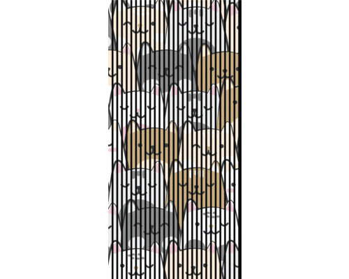 Rollostoff mit Katzenmotiv und Streifen