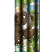 Vorhang mit Kindermotiv, das ein Mammut und ein Kind zeigt